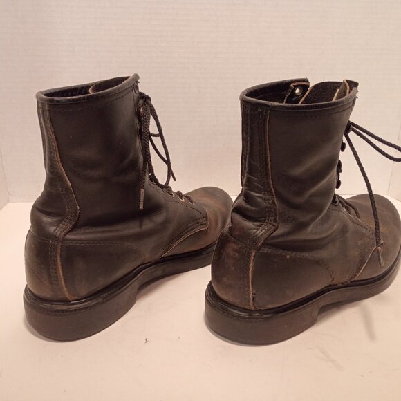 Vintage RED WING Boots Men 9D Black Leather Lace-up Logger Max 24193 Moto Grunge - Picture 11 of 15